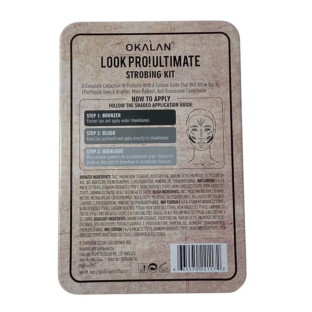 Okalan Look Pro Ultimate Strobing Kit Natural Color 8 Shade Face Palette